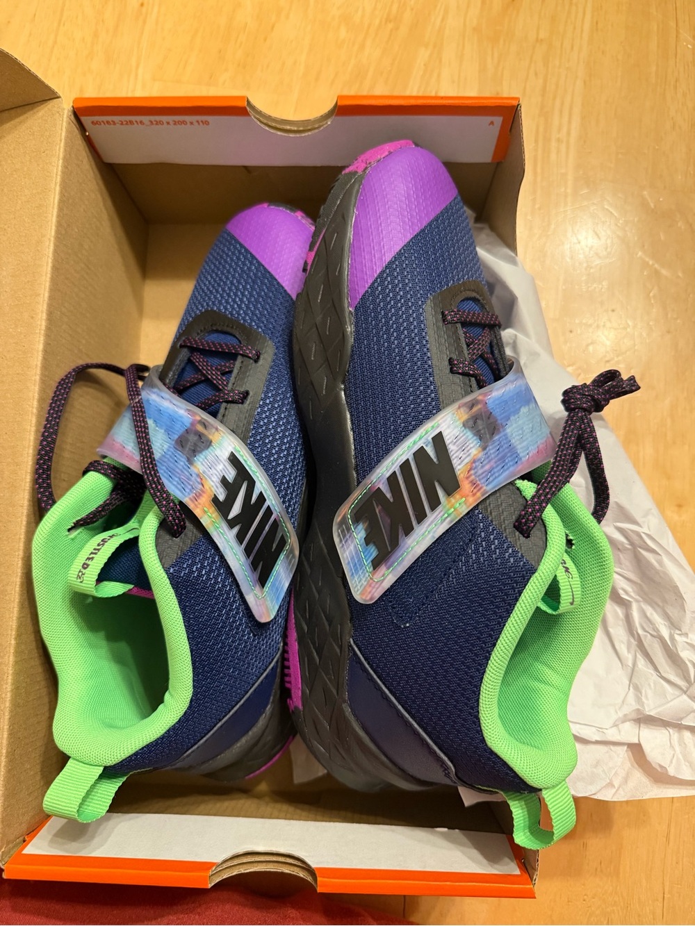 Nike Youth Navy & Purple Athletic Shoes with Green Lining